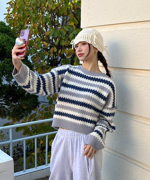 「by muni:r」 ニットキャップ ONE SIZE アイボリー レディース_画像2