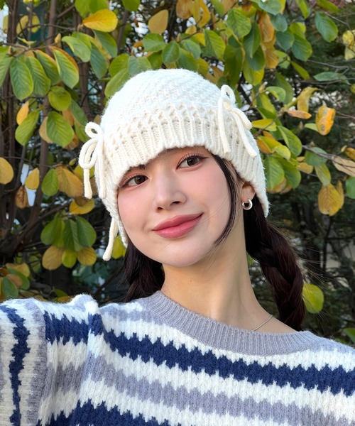 「by muni:r」 ニットキャップ ONE SIZE アイボリー レディース_画像6