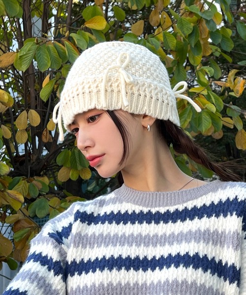 「by muni:r」 ニットキャップ ONE SIZE アイボリー レディース_画像7