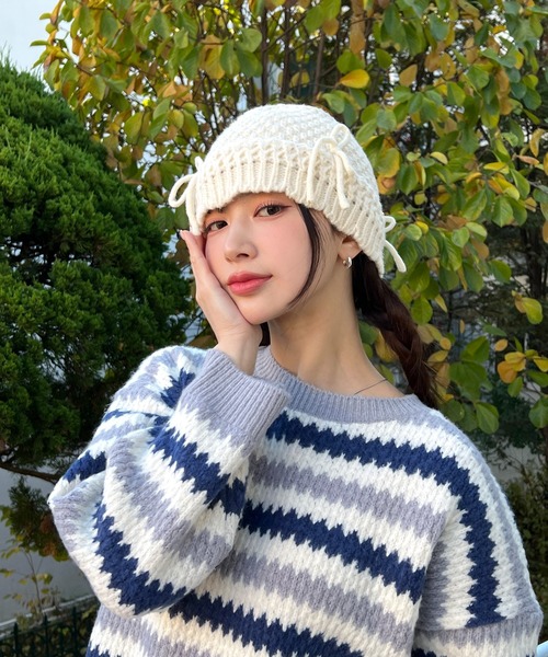 「by muni:r」 ニットキャップ ONE SIZE アイボリー レディース_画像8