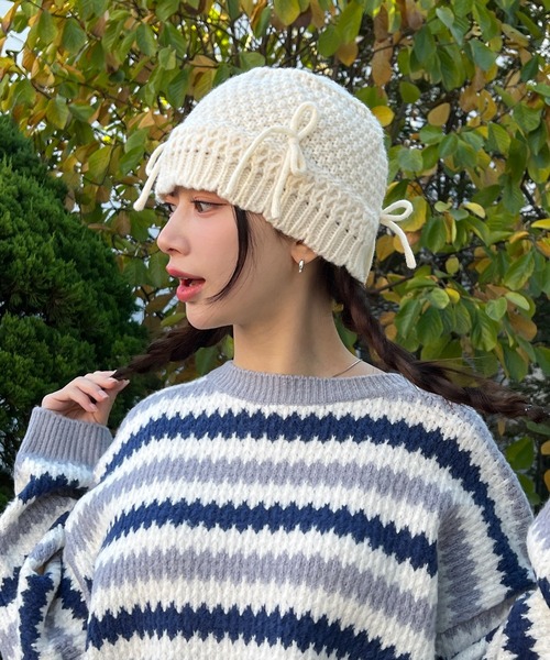 「by muni:r」 ニットキャップ ONE SIZE アイボリー レディース_画像9