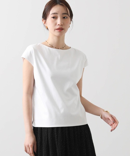 tシャツ 「洗える」リヨセルカシミヤスムース ボートネックカットソー レディース MARIED'OR tシャツ スムースFダブルフレンチカットソー