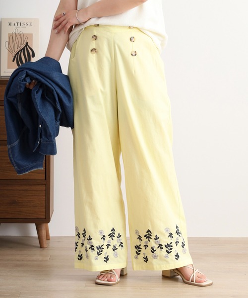 パンツ EMAGO ローズ刺繍パンツ レディース