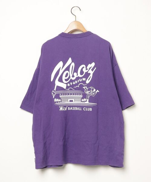 「KEBOZ」 ワンポイント半袖Tシャツ S パープル メンズ