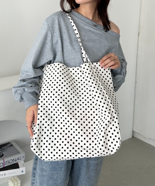 CLEA トートバッグ 「A4サイズ対応」ドット柄BIGトートバッグ