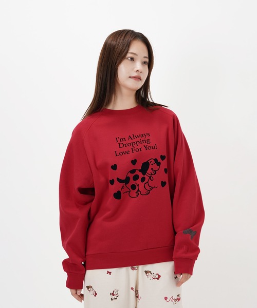 MSGM レディース　新品タグ付き　トレーナー　レッドM トレーナー スウェット CAT”＆”DOG” Midori Nakajima 裏起毛ラグラン