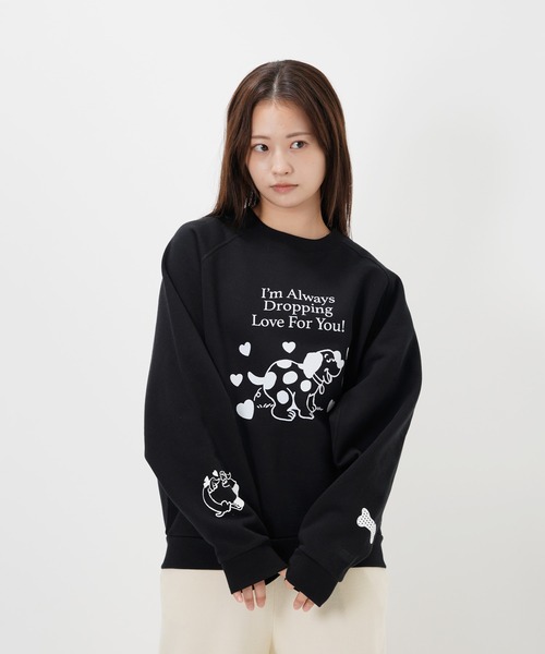 トレーナー スウェット CAT”＆”DOG” Midori Nakajima 裏起毛ラグラン