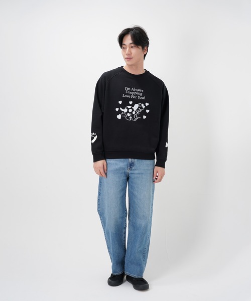 トレーナー スウェット CAT”＆”DOG” Midori Nakajima 裏起毛ラグラン