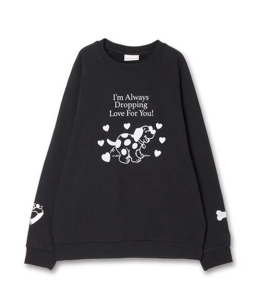 くま吉♡③４Ｌ～５Ｌ黒*オーバーサイズラグランスウェット裏起毛 トレーナー スウェット CAT”＆”DOG” Midori Nakajima 裏起毛ラグラン