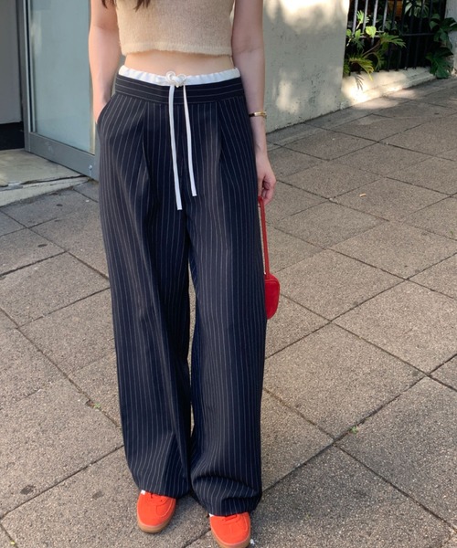 2ly2 パンツ ストライプワイドパンツ レディース : ZOZOTOWN