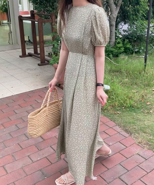 「LAUIR」 半袖ワンピース MEDIUM ベージュ レディース_画像2