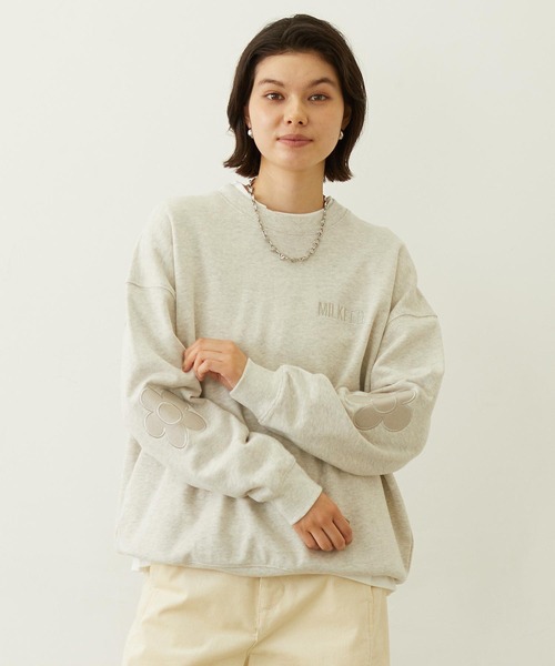 MILKFED.（ミルクフェド） トレーナー スウェット FLOWER ELBOW PATCH 