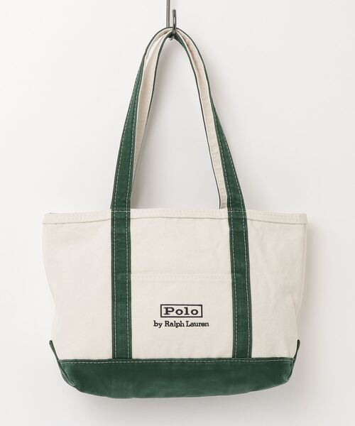 美品　ラルフローレン　トートバッグ　キャンバス　刺繍ロゴ　緑　紺 POLO RALPH LAUREN 【並行輸入品】ポロ ラルフローレン ラージ