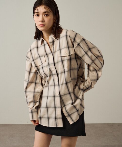ブラウス シャツ CHECK ダイヤ シャツ レディース メンズ Omekashi ブラウス シャツ チェックオーバーシャツ レディース