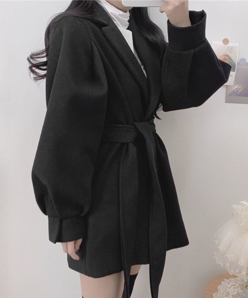 Mejoul トレンチコート コート リボンベルトボリュームスリーブ