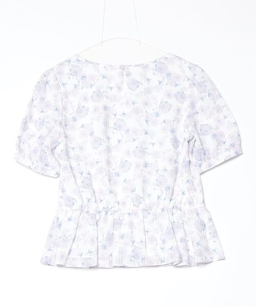 「Debut de Fiore」 花柄半袖ブラウス 38 パープル レディース_画像2