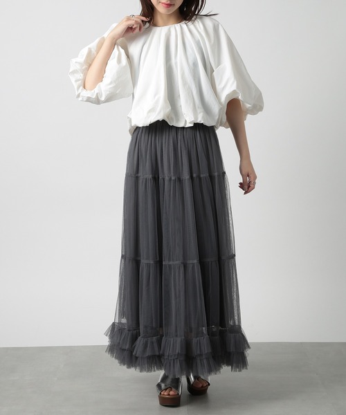 「MAISON BREEZE」 7分袖ブラウス FREE グレー レディース_画像7