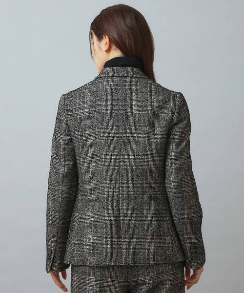 ドレステリア ループツイードグレンチェックダブルジャケット 38 M 美品 ドレステリア ループツイードグレンチェックダブルジャケット 38 M 美品