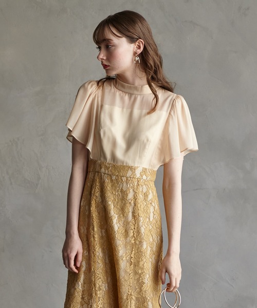 「AIMER」 半袖ワンピース MEDIUM イエロー レディース_画像3