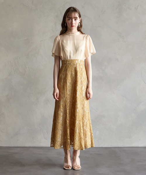 「AIMER」 半袖ワンピース MEDIUM イエロー レディース_画像4