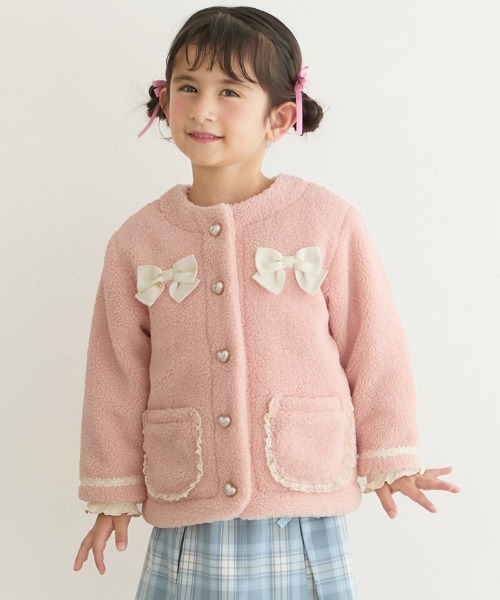 公式サイト購入　バーバリー　キッズボアジャケット ピンク　3Y 100cm Biquette Club コート アウター ボアジャケット キッズ 子供服 女の子