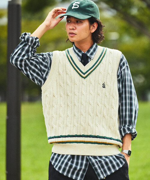 NAUTICA ベスト ジレ NAUTICA/ノーティカ ケーブル編み チルデン