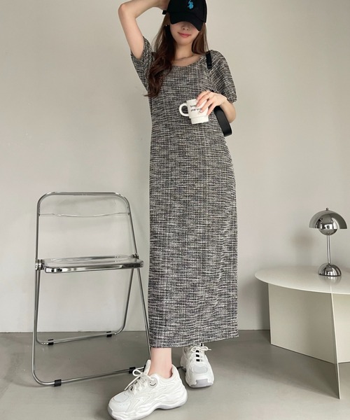 「Ada.」 半袖ワンピース M ブラック レディース_画像8