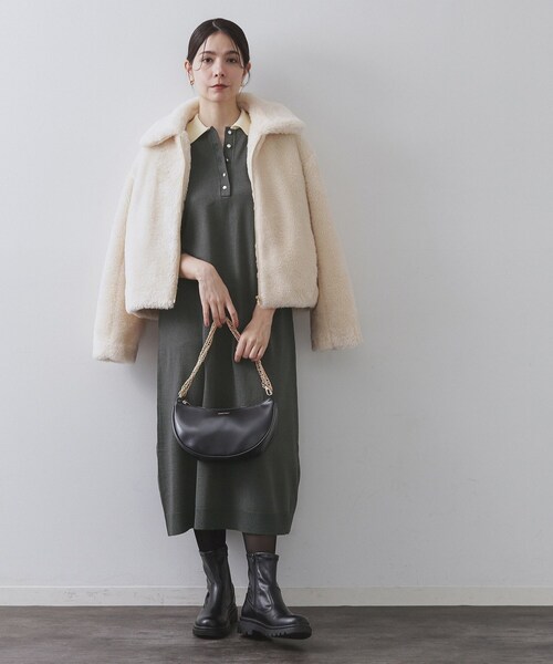 OPAQUE.CLIP（オペークドットクリップ） ワンピース 配色ポロ衿ニット