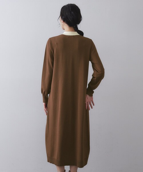 OPAQUE.CLIP（オペークドットクリップ） ワンピース 配色ポロ衿ニット