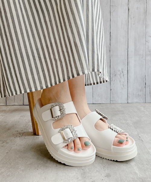 「Noubel Voug Relax」 フラットサンダル M ブラック レディース_画像6