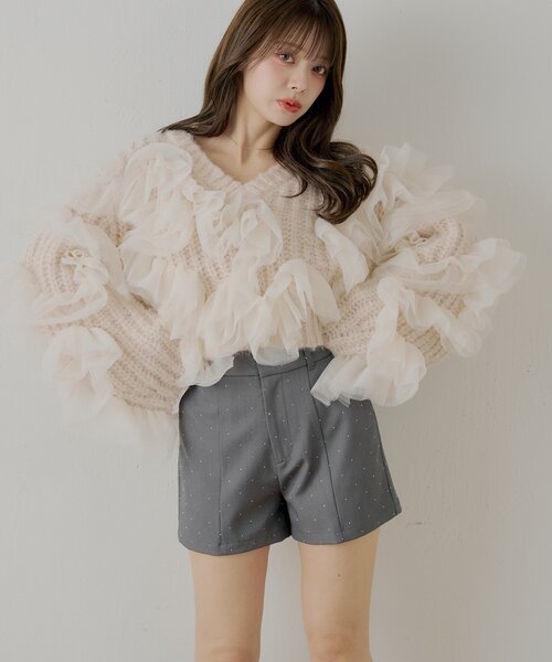 Chico（チコ） パンツ ラインストーンショートパンツ レディース