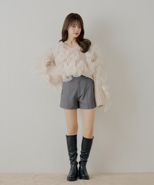 Chico（チコ） パンツ ラインストーンショートパンツ レディース