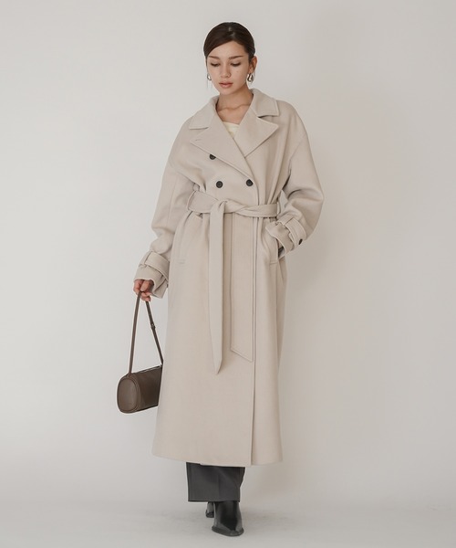 KINO THE KEI コート アウター ベルテッド ロングコート レディース