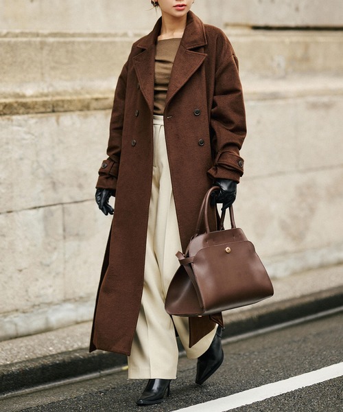 コート アウター ベルテッド ロングコート KINO THE KEI レディースの画像