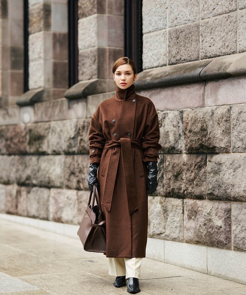 KINO THE KEI コート アウター ベルテッド ロングコート レディース