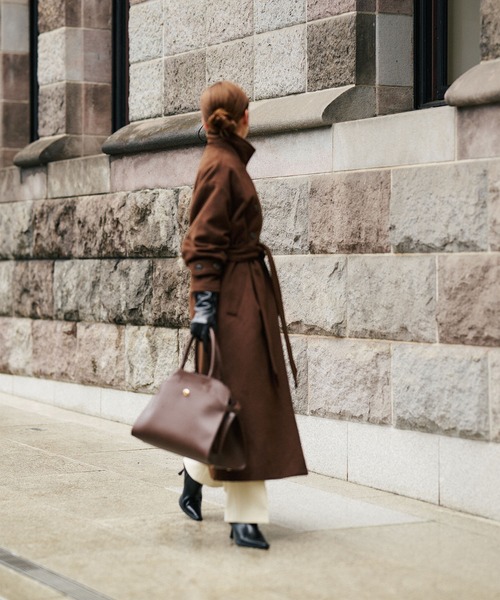 KINO THE KEI コート アウター ベルテッド ロングコート レディース