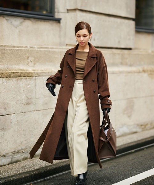 KINO THE KEI コート アウター ベルテッド ロングコート レディース