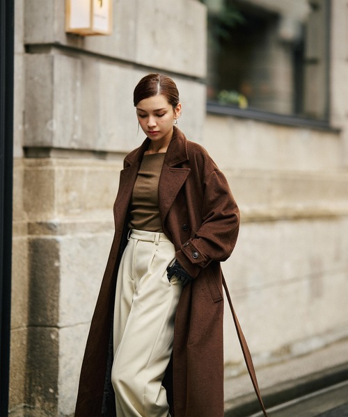 KINO THE KEI コート アウター ベルテッド ロングコート レディース