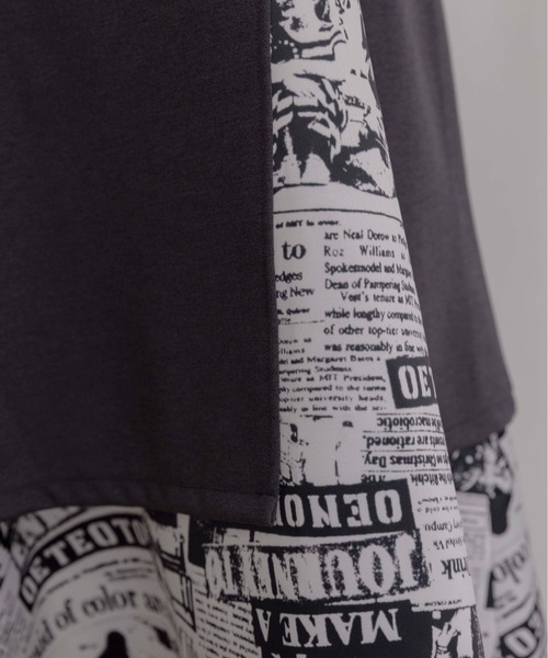 Eimee Law（エイミーロウ） ワンピース ニュースペーパー柄レイヤード