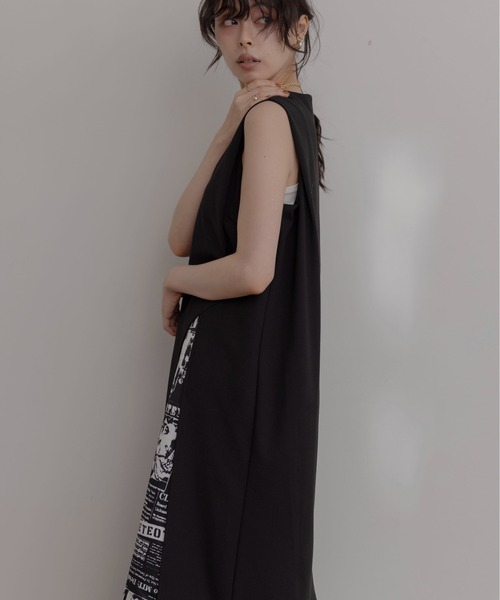 Eimee Law（エイミーロウ） ワンピース ニュースペーパー柄レイヤード