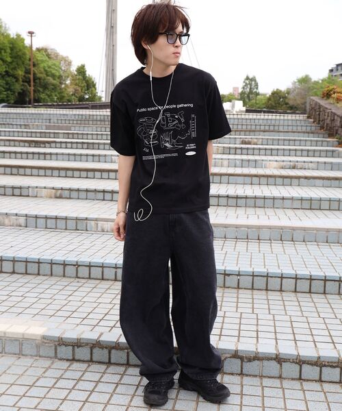 「FFEIN」 半袖Tシャツ SMALL ネイビー メンズ_画像6