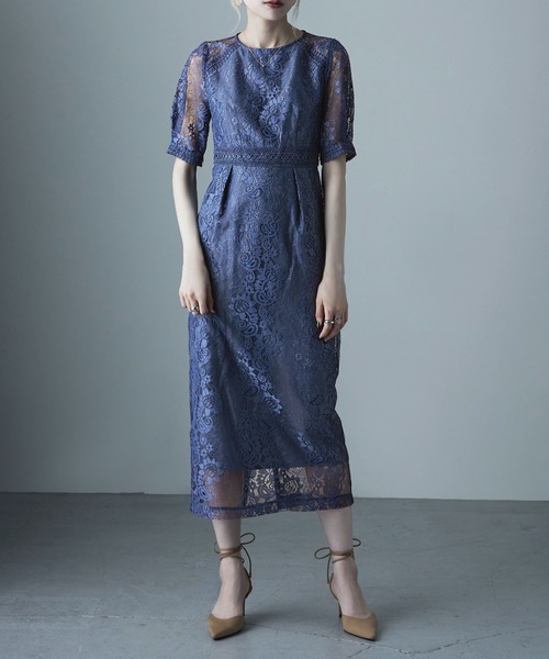 「etoll.」 半袖ワンピース L ブルー レディース_画像7