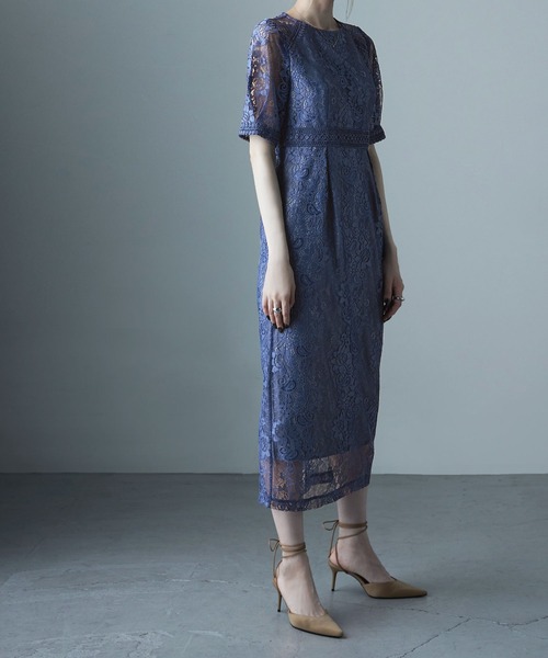 「etoll.」 半袖ワンピース L ブルー レディース_画像8