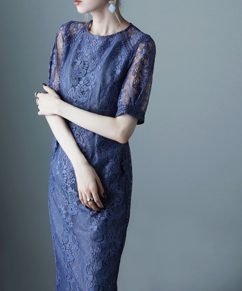 「etoll.」 半袖ワンピース L ブルー レディース_画像9