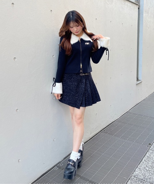 one way（ワンウェイ） ニット セーター フェザー衿ZIPニット