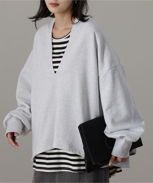 「HUG.U」 スウェットカットソー FREE ダークグレー レディース_画像5