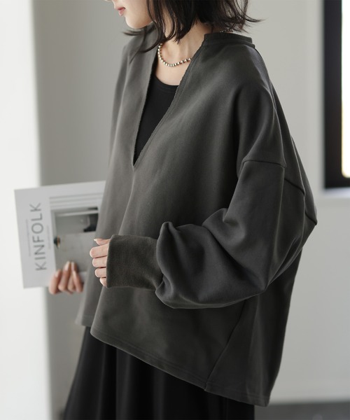 「HUG.U」 スウェットカットソー FREE ダークグレー レディース_画像8