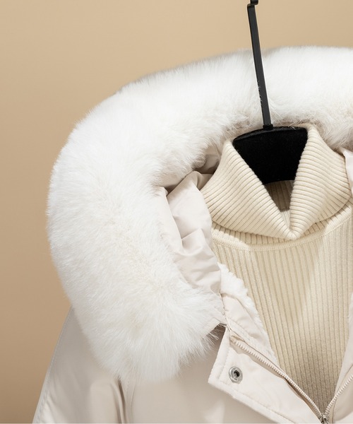 LUCPY モッズコート コート エコファーカラー中綿ミドルモッズコート