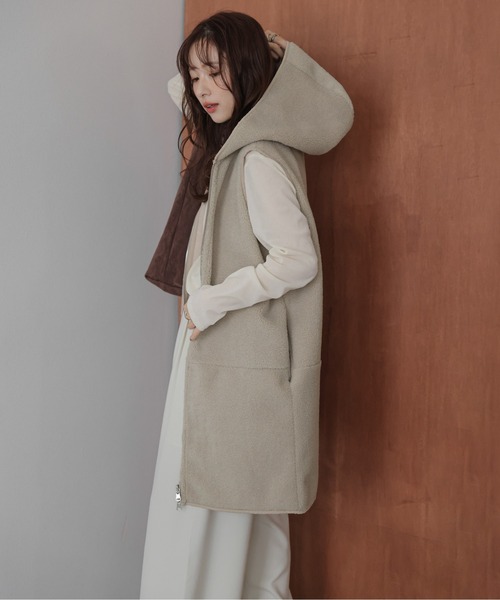 ベスト ジレ リバーシブル フーディージレ レディース : ZOZOTOWN