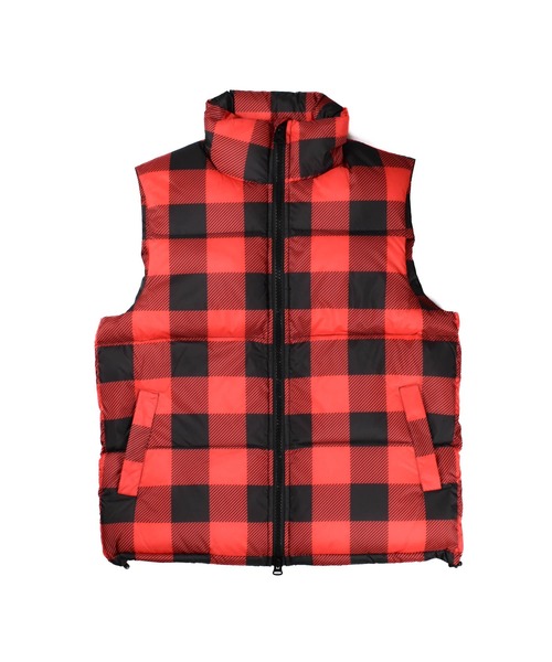 【新品6.6万円】TMT チェックダウンベスト⭐︎レッド TMT ダウンベスト ベスト 「TMT/ティーエムティー」BUFFALO CHECK DOWN